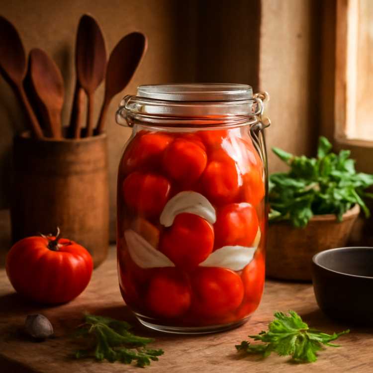 Вкусные помидоры с луком на зиму: простой рецепт для 1-литровой банки